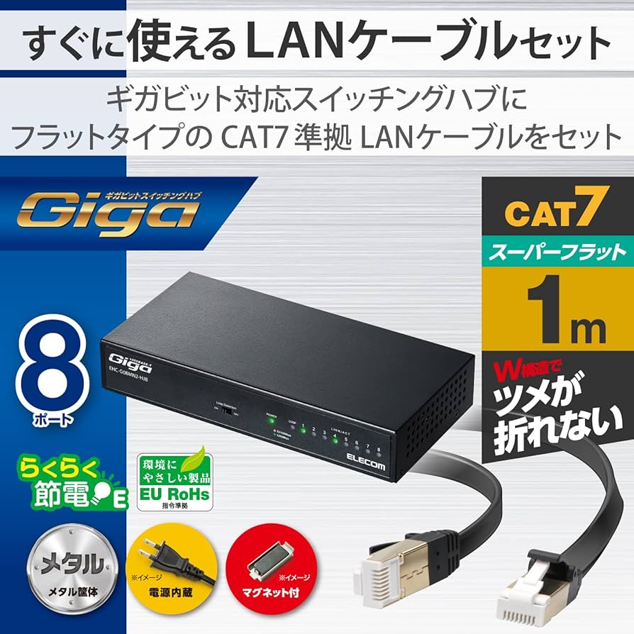 ELECOM スイッチングハブ 16ポート&8ポート&5ポートセット Amazon | エレコム スイッチングハブ 16ポート 10/100Mbps 金属