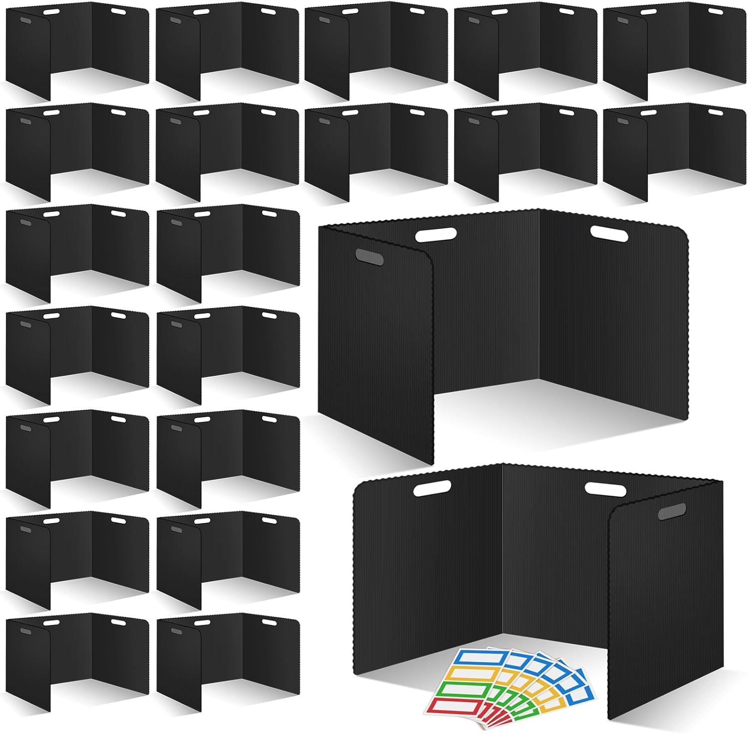 22 Pcs Desk Dividers for Students 14 × 17.5 × 14 Inch Plastic Waterproof Privacy Folders Shields Test Dividers with Black Classroom Privacy Boards for School Study Teacher Supplies