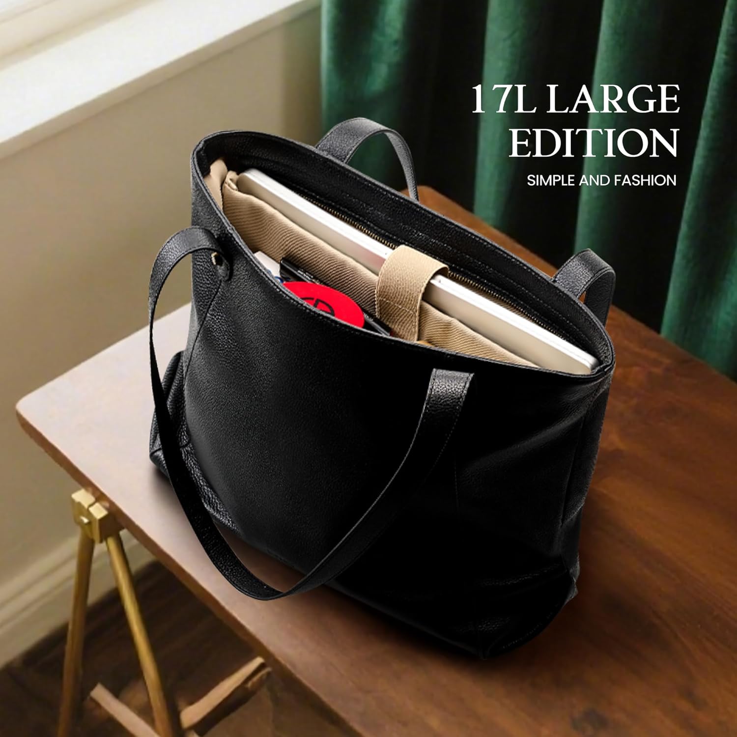 befen Genuine Leather Tote Bag for Women Work, Women's Leather Shoulder Bags Purses Satchel Handbags with Laptop Compartment - Image 4