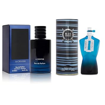 A CENTER Mens Cologne SaExt&Blue for Men Ultra Eau de Parfum Gift Set - 3.4 Fl Oz Each | Citrus Spicy & Woody Ambergris Fragrance | Luxury Perfume for Day & Night