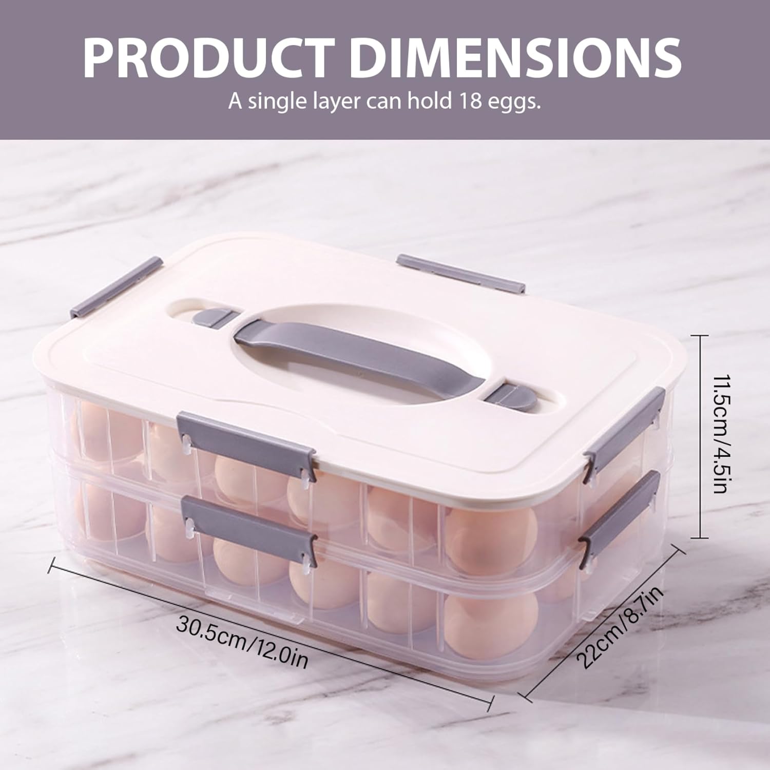 Deviled Egg Containers with Lid|Deviled Egg Carrier 2-Layer Plastic Clear Tray with Lid & Handle & Buckle Thickened 36 Holder for Fridge, Travel, Party