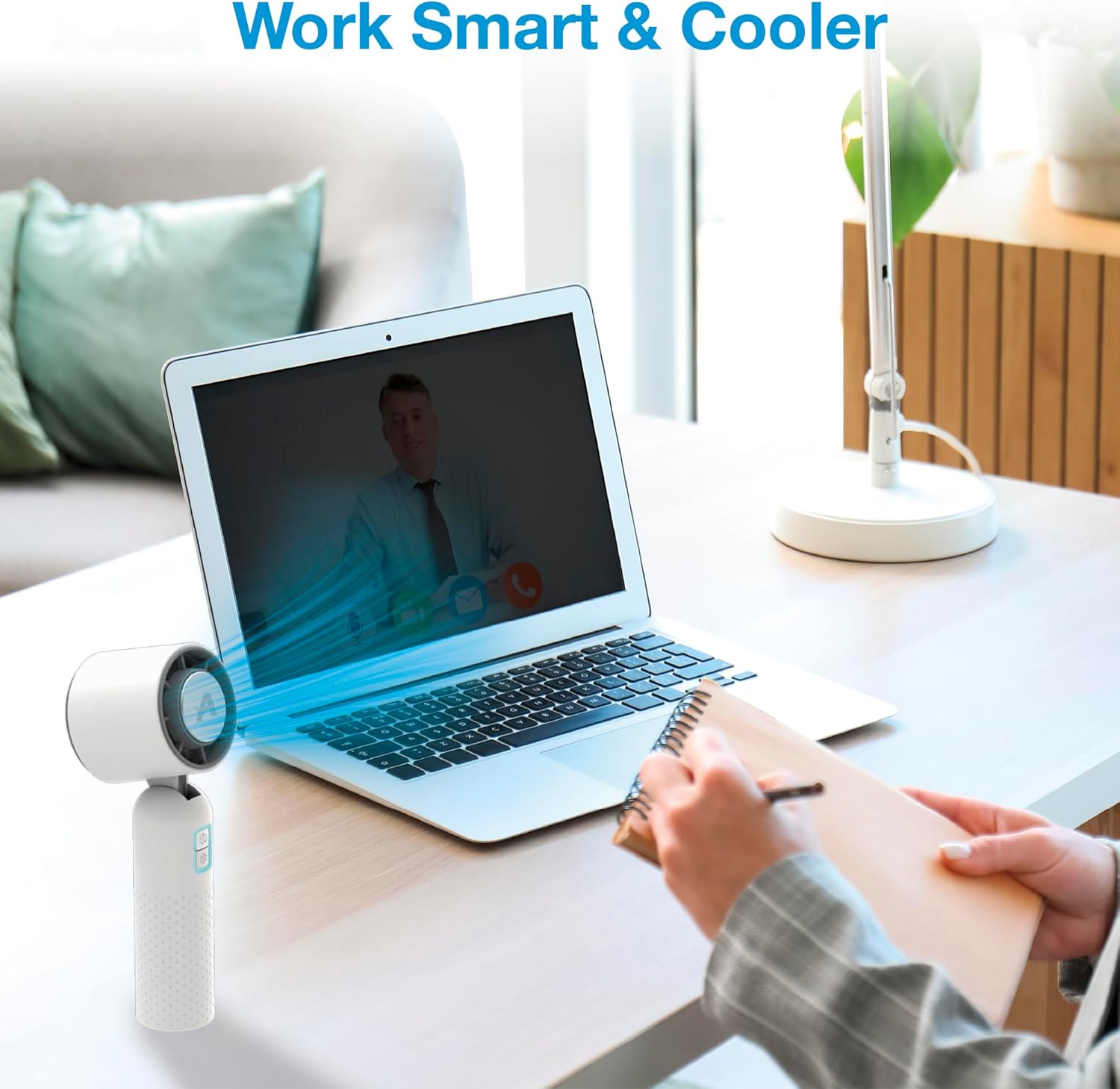 Arctic Air Cool Touch - Portable Handheld Fan, Mini USB Rechargeable, Personal Hand Fan for Cooling, Compact & Lightweight, 4-Speed Adjustable, Battery-Powered, Quiet & Perfect for Travel & Outdoor