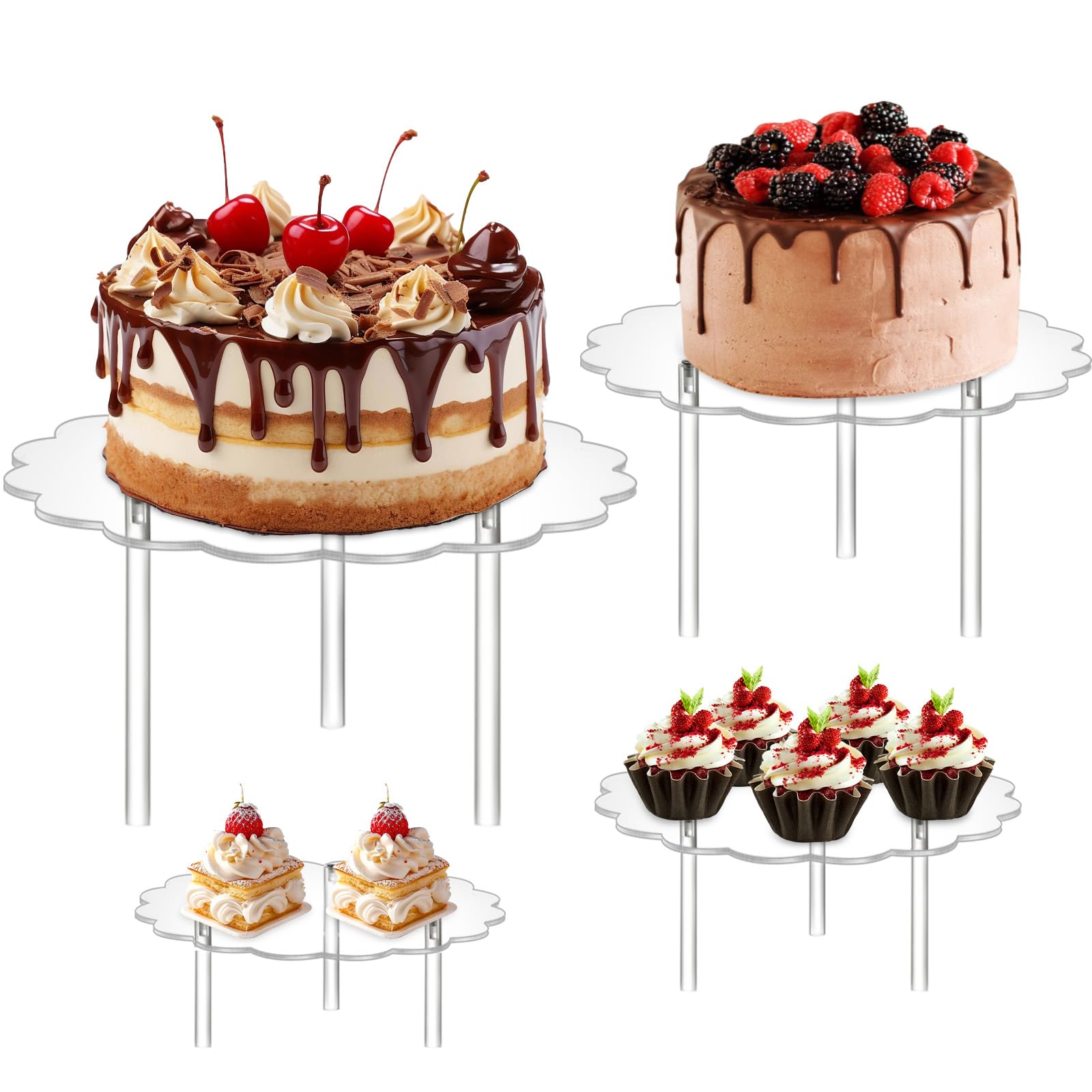 Présentoir à gâteaux en acrylique à 4 étages transparent pour buffet