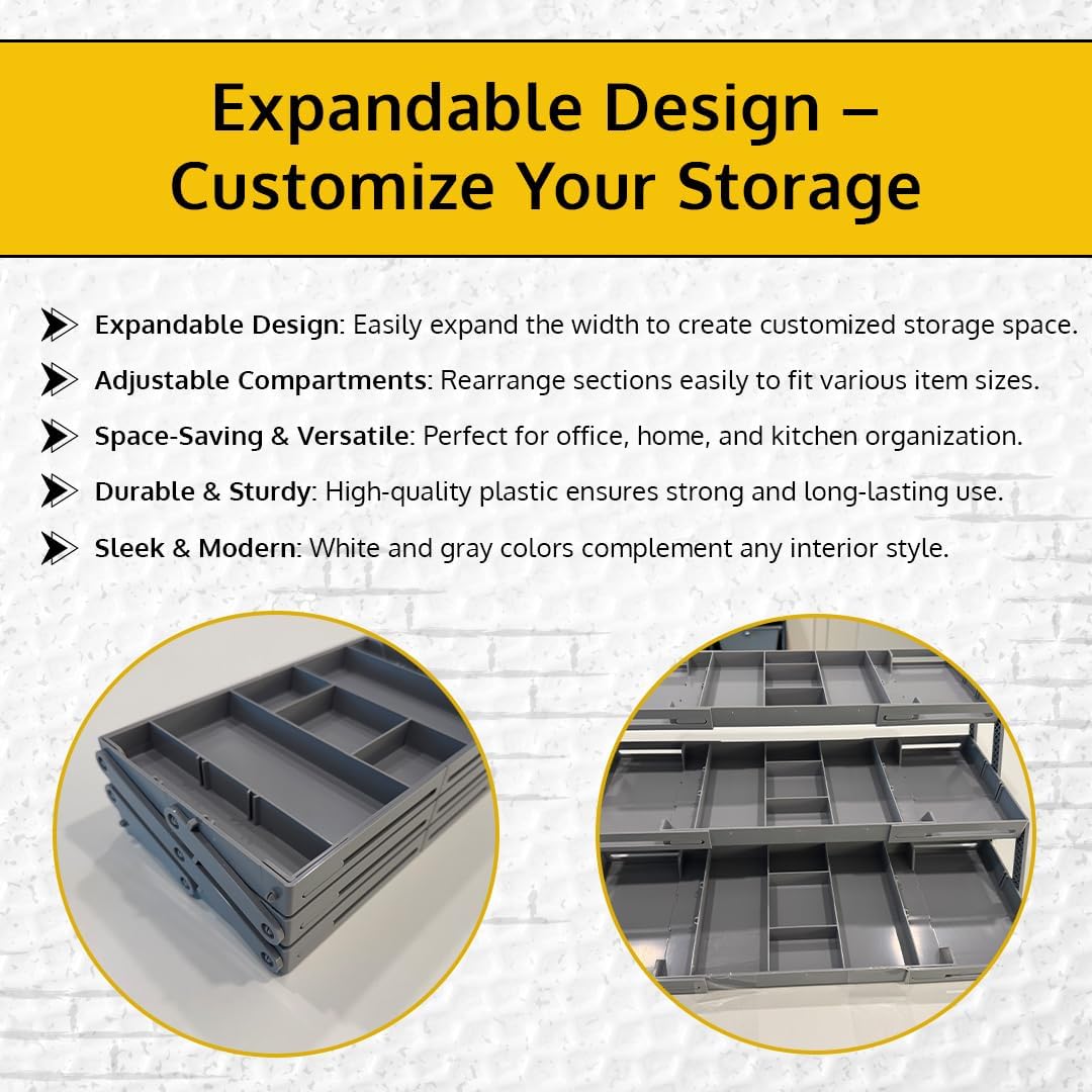3 Tier Drawer Organizer, Multi Level Smart Drawer Organizer for Desk, Expandable Organizer for Office, Makeup, Jewelry, Kitchen, Folding Storage for Home and Office Drawers & Craft Organizer - Gray