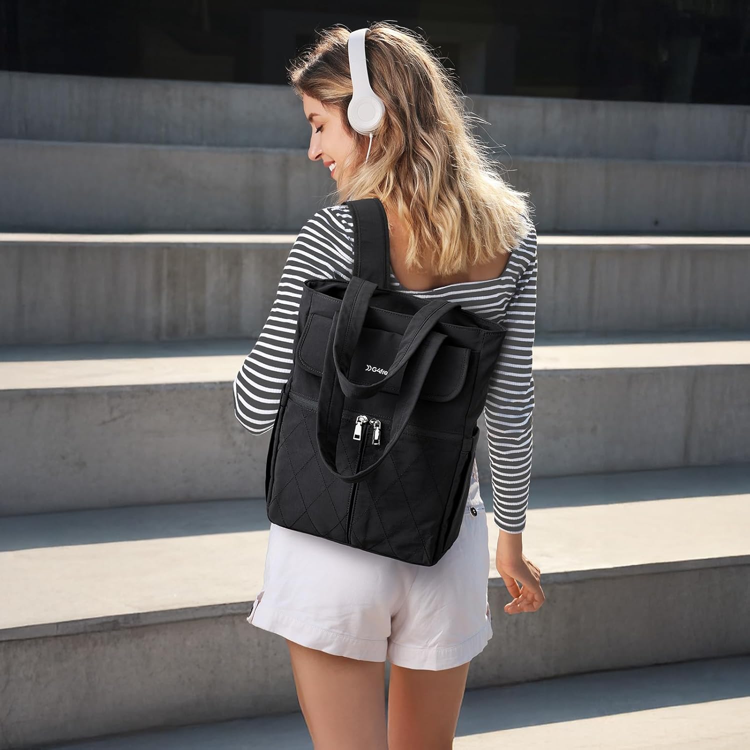 G4Free 2 in 1 Tote Backpack Fits 15" Laptop, Women Bag Daypack for College, Work, Teacher, Nurse -Black - Image 6