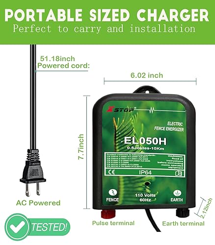 Miniatura 6 de Cargador eléctrico para valla XSTOP EL020H 3.1 millas de baja impedancia de potencia eléctrica de salida 8500 V 0.2 julios mejor para perros,