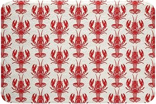 Erosebridal Red Lobster Bathroom Rug Ocean Creature 20"X32" Bath Mat Non Slip for Boys Girls Kids,Blue Coastal Marine Life Door Mat Aquatic Underwater Sea Wild Animals Shrimp Bath Rug