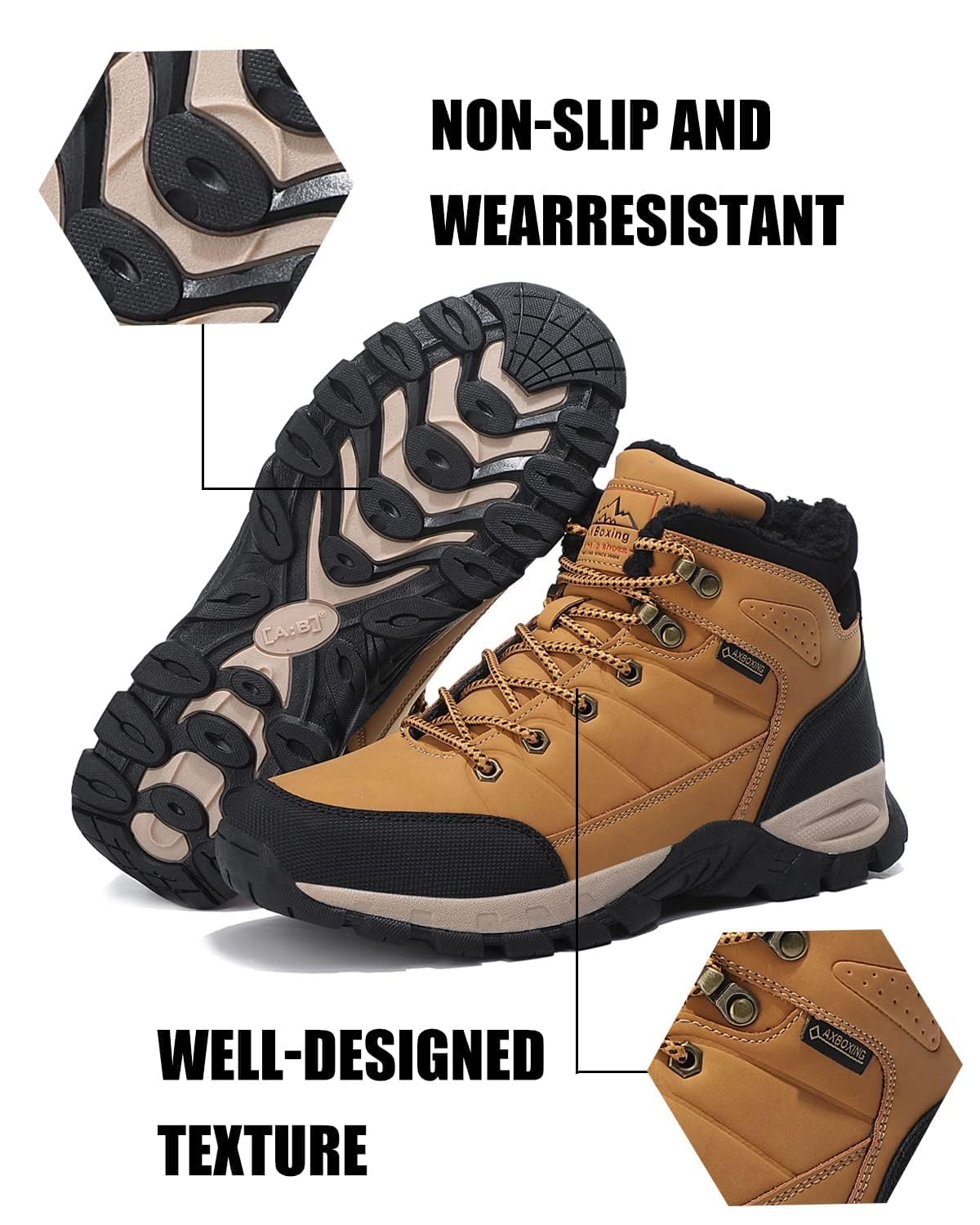 ARRIGO BELLO Stivali da Neve Uomo Scarpe Invernali Foderate di Pelliccia Calda Caviglia Stivali Piatti Sport Escursionismo Boots Taglia 41-46