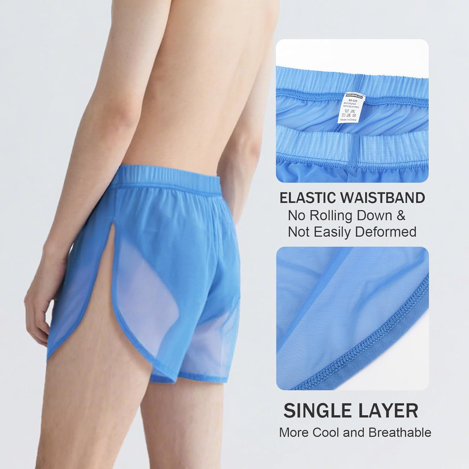 YINYOUYU Mens Sexy Mesh See Through Shorts Underwear Loose Sheer Breathable Boxers Short - Image 5