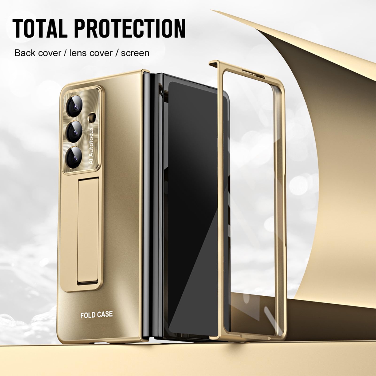 Dünne Hülle für Samsung Galaxy Z Fold 8 Ultra, Galvanik Gefrostet | All-inclusive Glas Bildschirm Objektiv Schutzhülle mit Faltbare Ständer Handyhülle,Silber,Fold 8 Ultra