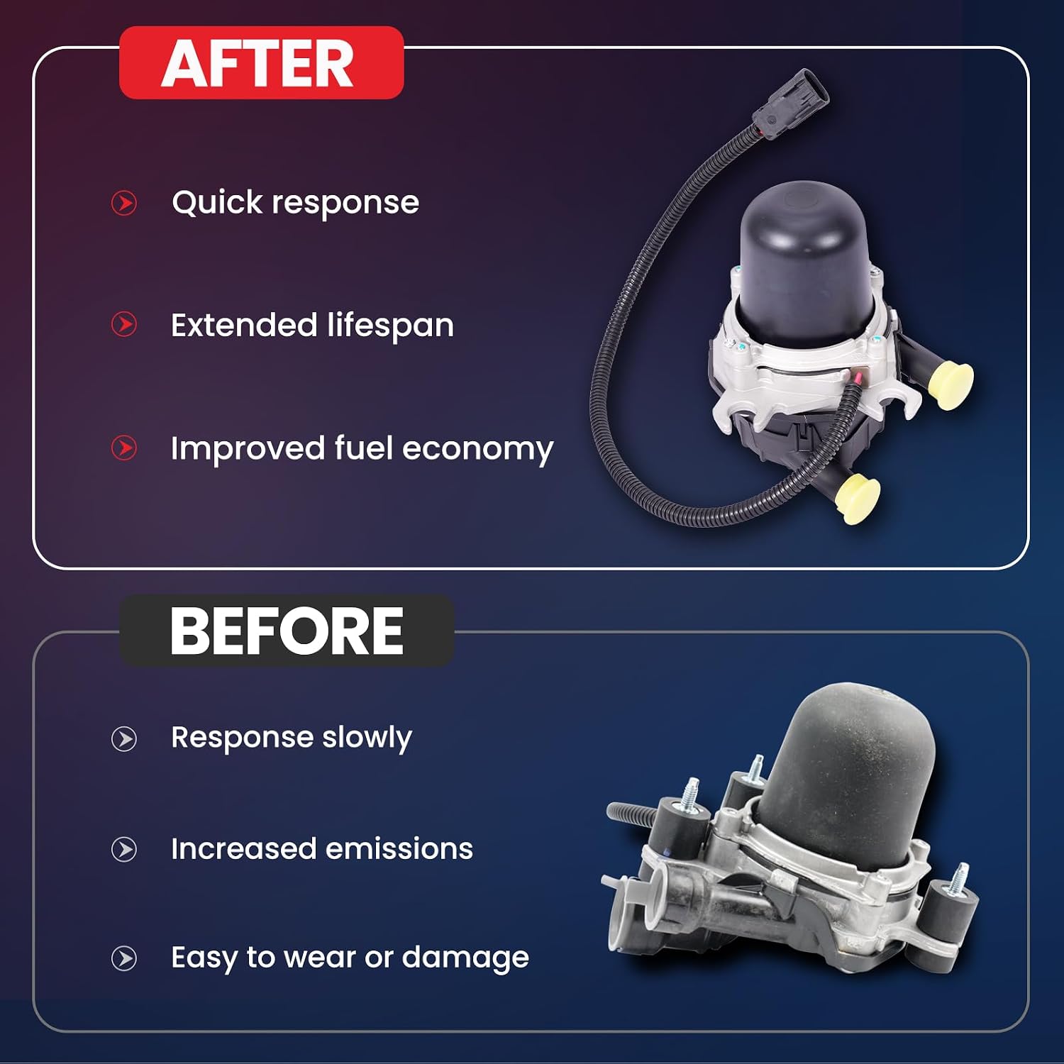 MOCA AIP1 Secondary Air Injection Pump Fit for Chevrolet 2000-2003 S10 2.2L, 2001-2002 Express 1500 4.3L, for GMC 2000-2003 Sonoma 2.2L, 2001-2002 Savana 2500 4.3L
