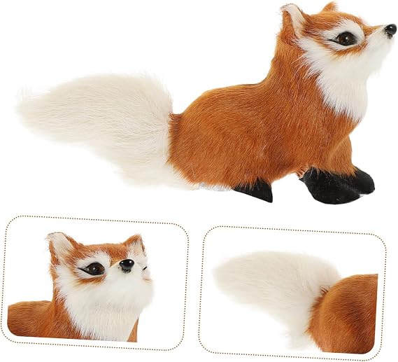 simulation fox toy, animal sculpture, realistic plush fox, fox action figure toy, realistic fox toy, plush mini fox model, cute