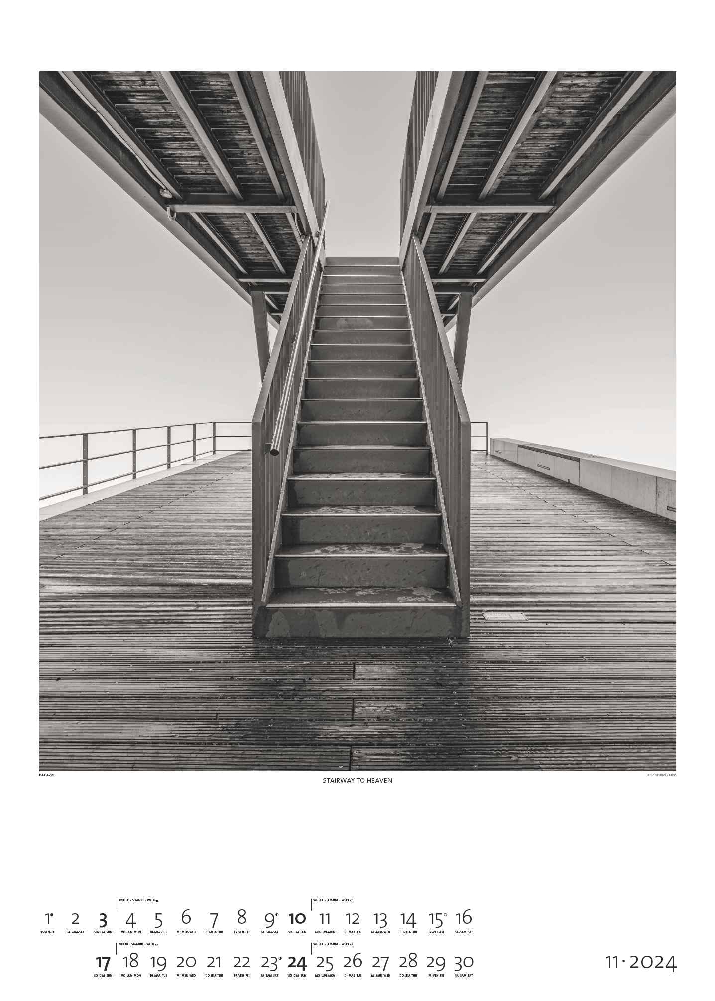 Black & White 2024 - Bildkalender 50x70 cm - Wandkalender XL - schwarz-weiß - Kunst - Hochformat - Palazzi: Fine Art Photography