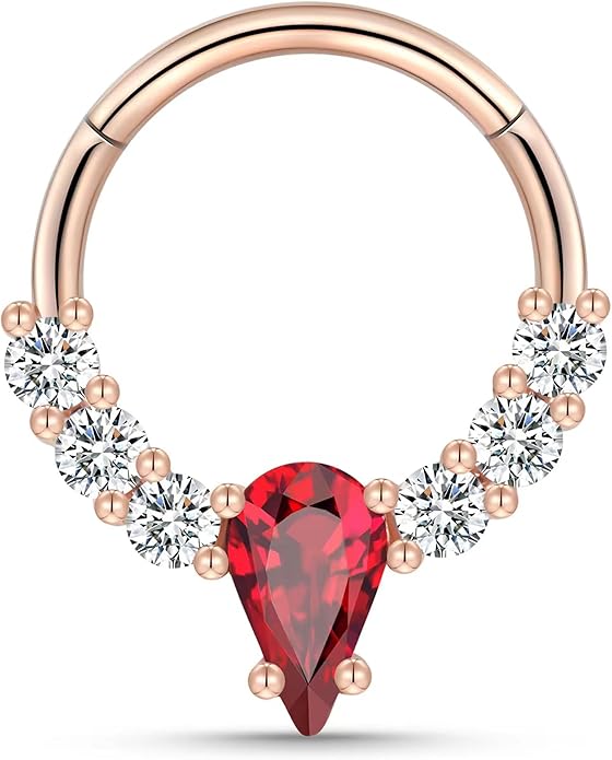 16G Gemstone Septum Ring Jewelry for Septum Piercing Surgical Steel, CZ Daith Earring Jewelry for Daith Piercing