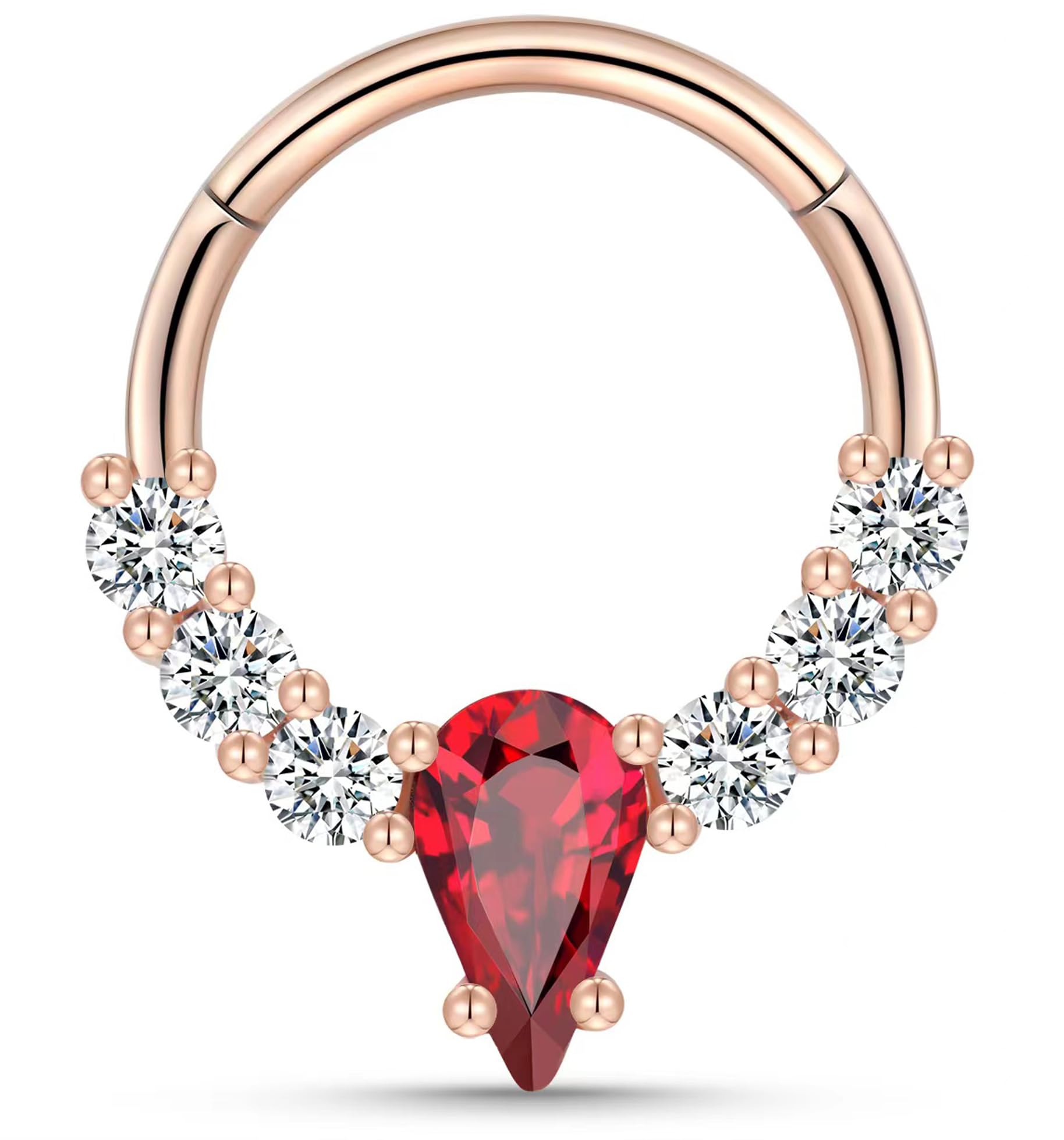 TRBR 16G Gemstone Septum Ring Jewelry for Septum Piercing Surgical Steel, CZ Daith Earring Jewelry for Daith Piercing