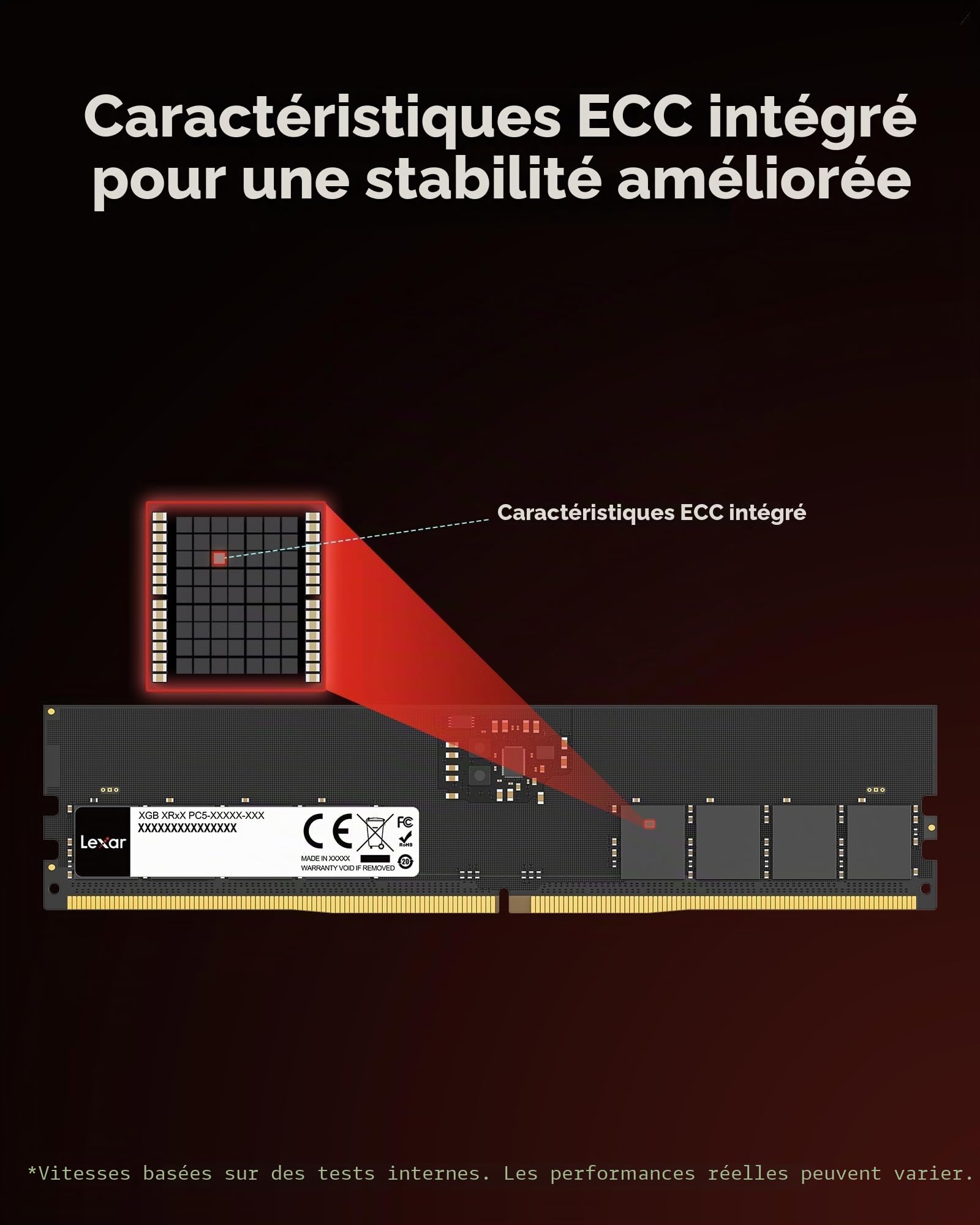 Lexar UDIMM 16GB DDR5 RAM 5600MHz CL46, 288-Pin Computer RAM, High Performance DRAM U-DIMM pour PC/Mémoire d'ordinateur, AI, 1.1V, CL46-45-45-90
