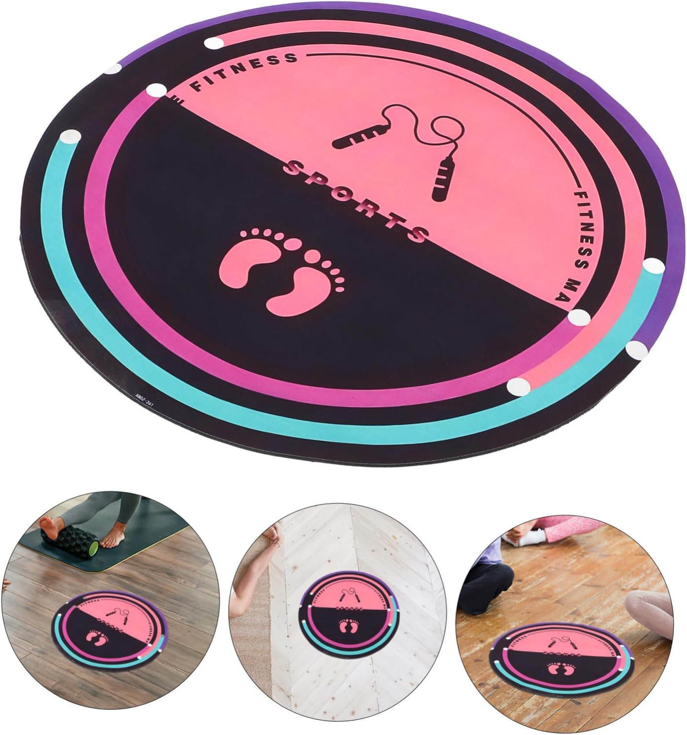 Silent Nonslip Jump Rope Mat Round Indoor Workout Pad Shock Absorbent Sports Mat for Home Gym Fitness Yoga Exercise and Quiet