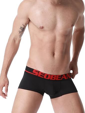 SEOBEAN Mens Low Rise Solid Boxer Brief Underwear