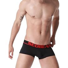 SEOBEAN Mens Low Rise Solid Boxer Brief Underwear