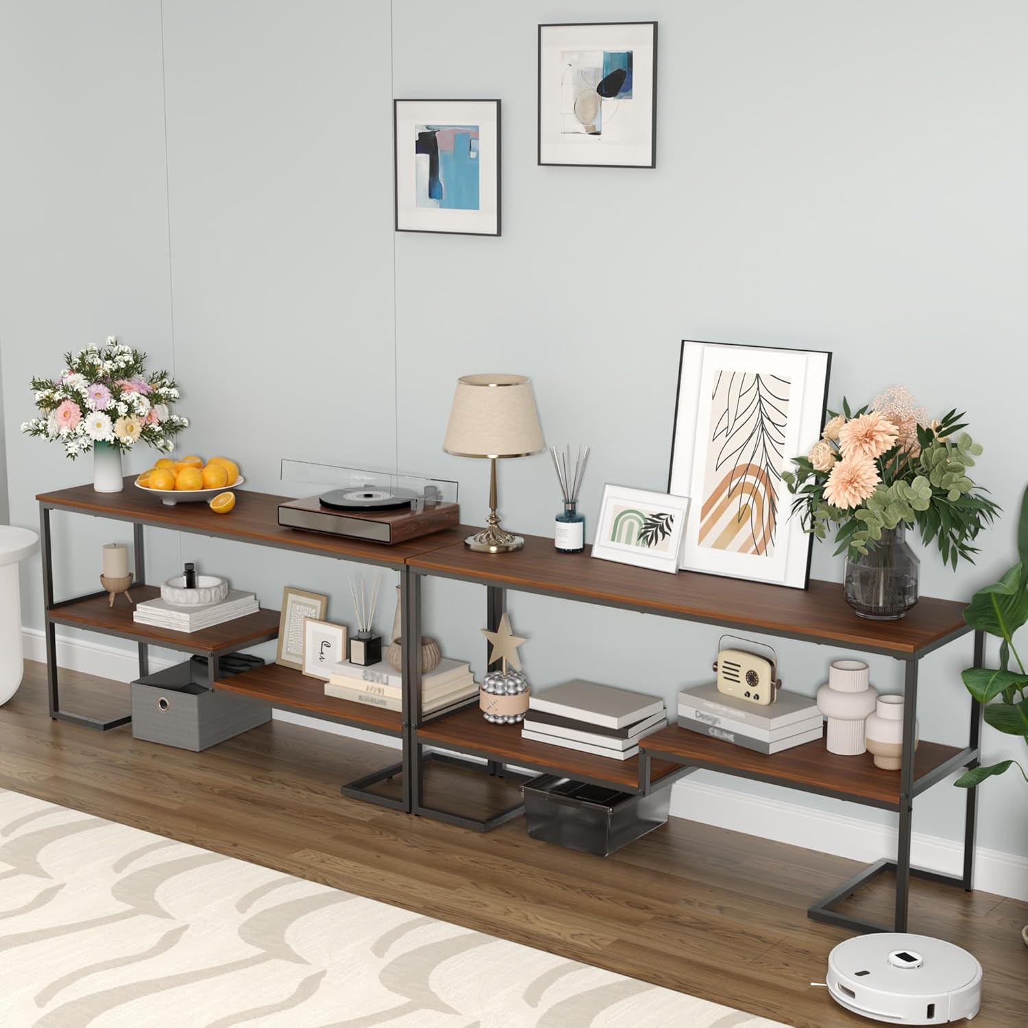 TV Stands for Living Room, Entertainment Center TV Table, TV Stand 60 Inch, TV Console, Table for TV, Modern TV Open Storage Shelves, Industrial Media TV Table for Living Room, Bedroom