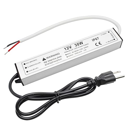 Fuente de alimentación LED de 30 W y 12 voltios, controlador LED IP67 impermeable, convertidor de CA de 110 V a 12 V CC, transformador LED de salida