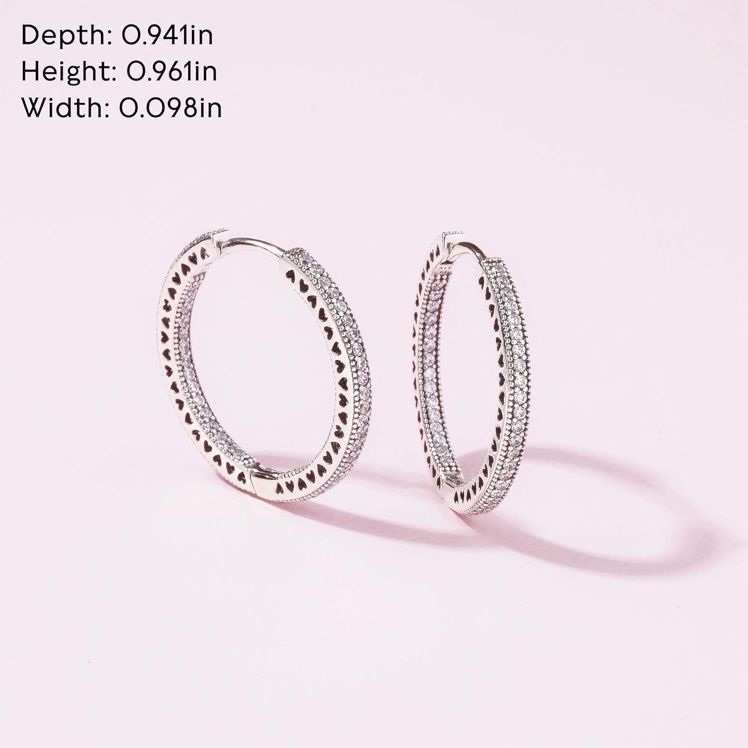 PANDORA Sparkle & Hearts Hoop Earrings - Elegant Earrings for Women - Gift for Her - Sterling Silver & Cubic Zirconia - With Gift Box