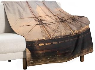 Vintage Ship Ferry Port Fleece Throw Blanket Flannel Plush Blankets for Bed Sofa Warm Soft Decorative