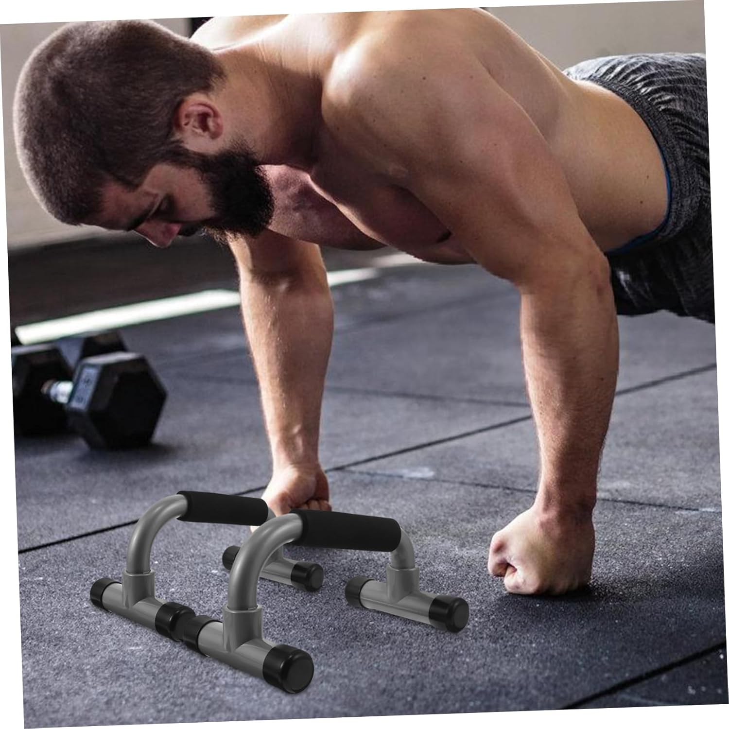 Totority Compact H-shape Push Up Bracket for Chest Strength Training Portable Anti-slip Fitness Equipment for Home Office Travel Workouts Stable Space-saving Push Up Stand