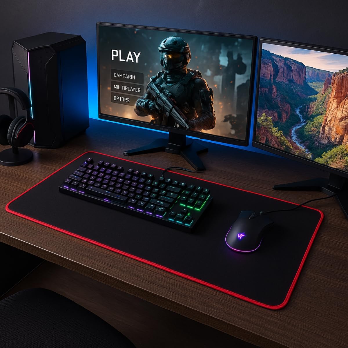 Mouse Pad 60x30cm Desk Pad Gamer Speed Escritório Office Design Slim Antiderrapante Borracha Fácil Deslize Costura Preta Mouse Pad 60x30cm Desk Pad Gamer Speed Escritório Office Design Slim Antiderrapante Borracha Fácil Deslize Costura Preta