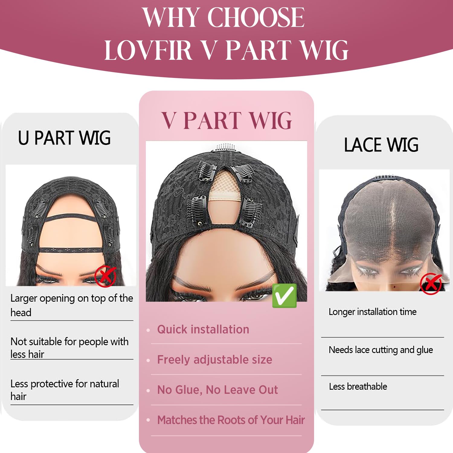 V Part Curly Wig Human Hair 180% Density Glueless Upgrade U Part Wig No Leave Out No Sew In V Shape Clip In Half Wig Kinky Curly Human Hair Wigs for Black Women Natural Color 16 Inch