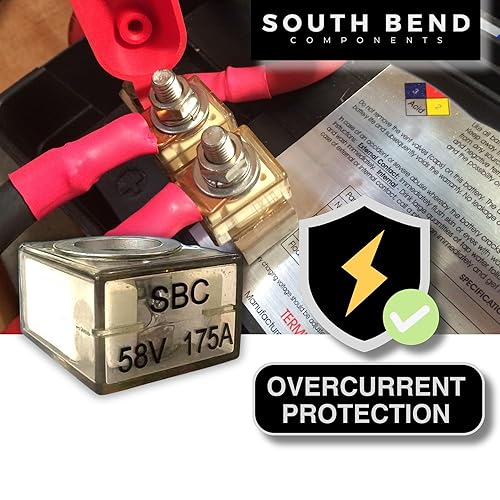 Miniatura 113 de South Bend Components Paquete combinado de fusible de batería de 250 A (MRBF) y bloque de terminales, 58 V CC máximo, IP66, protección contra