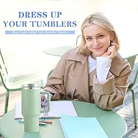 Letter Charm Accessories for Stanley Cup 1 PCS Cute Initial Keychain Handle Charm for Stanley Tumbler for Women Blue Letter J