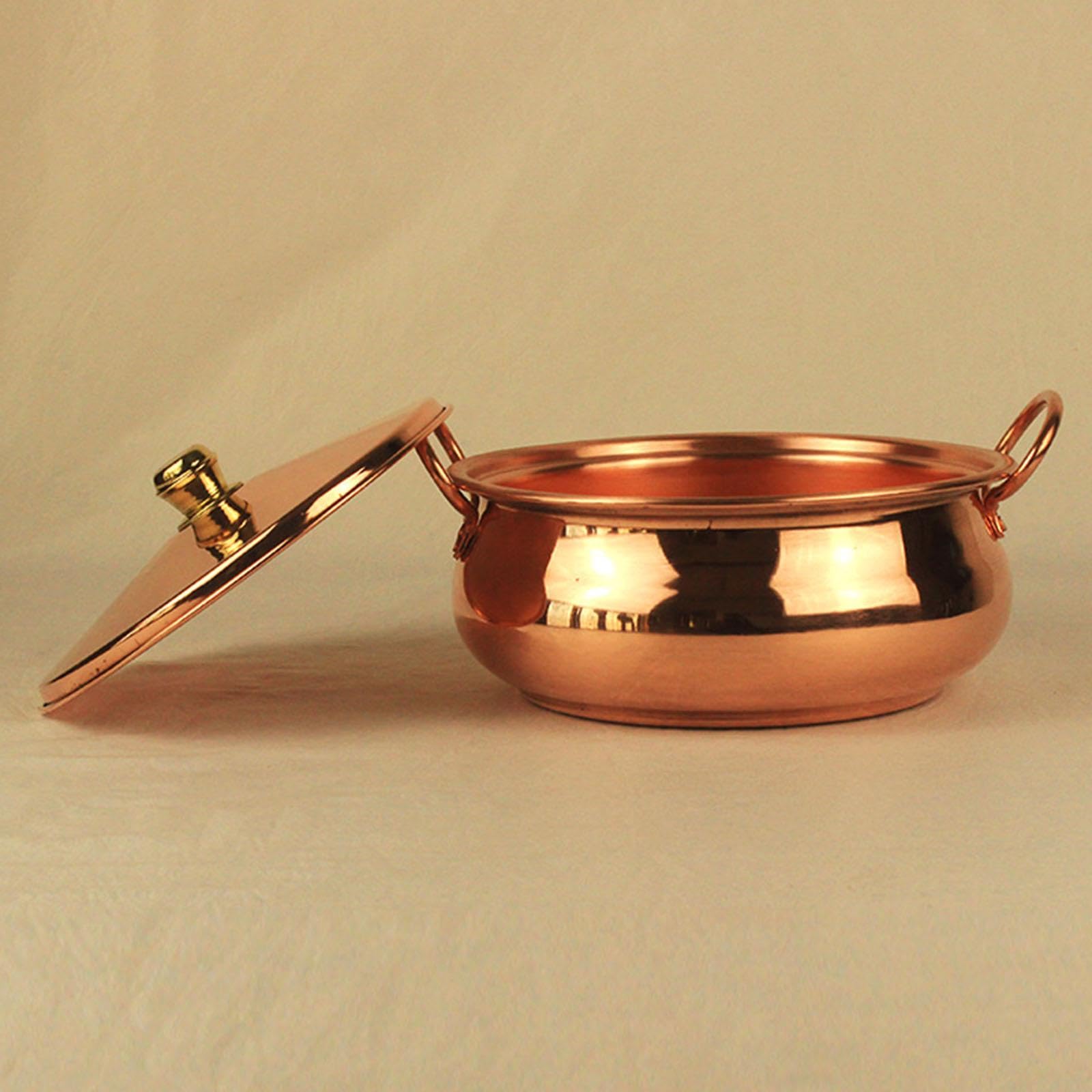Milageto Olla de Cobre Puro para Estufa, inducción, Hermosa Forma, Hecha a Mano, Universal, Olla Shabu Shabu, Utensilios de Cocina de Cobre para el hogar, 18 CM