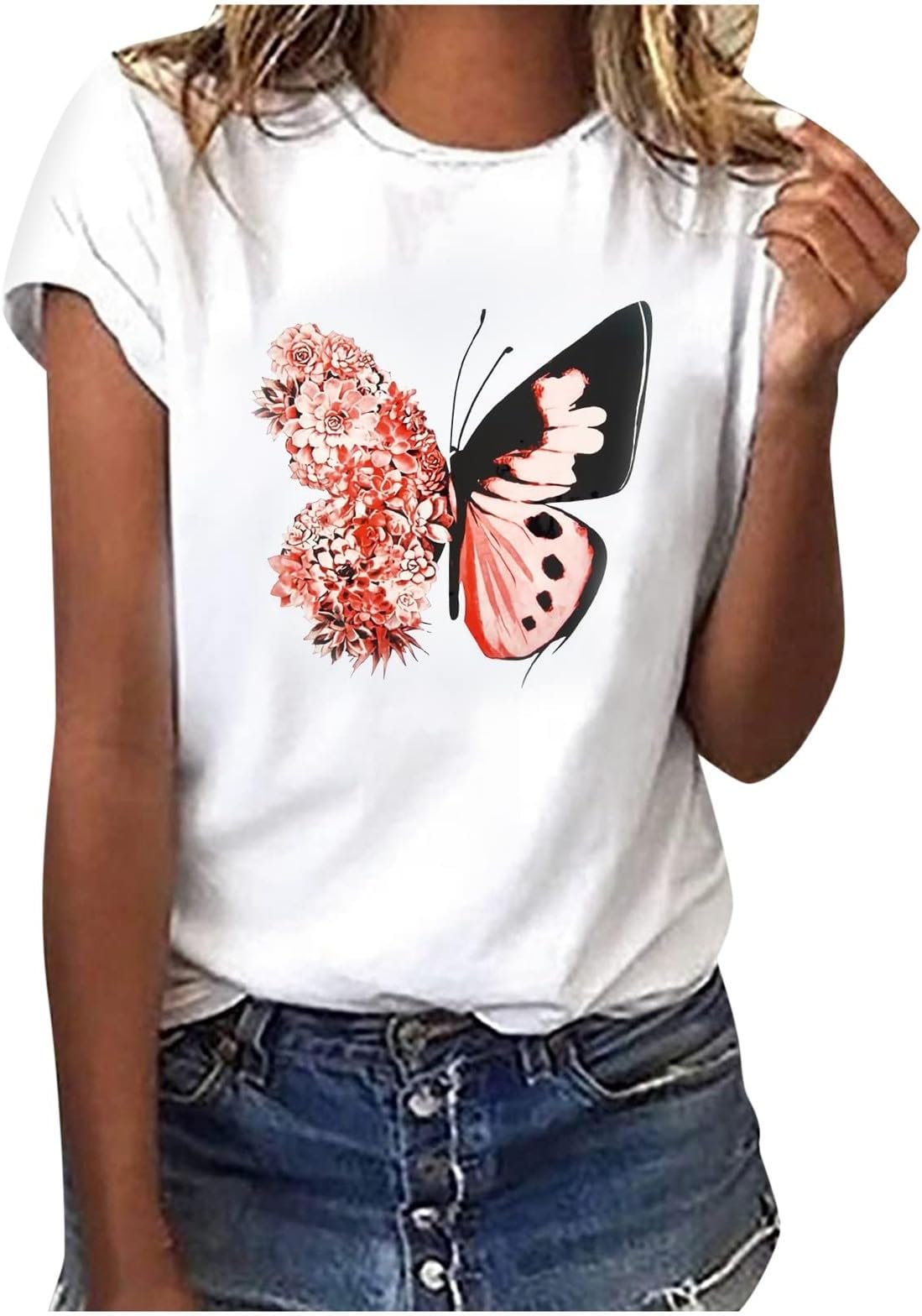 White Tshirt Fallow Tshirt Basic Women Graphic Summer Short Sleeve Crew Neck Tshirts Casual Fashion Pattern Shirt Summer Loose Casual Tops Tshirts