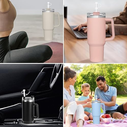 Miniatura 6 de Juego de 3 tapones de silicona a prueba de derrames, compatibles con Stanley Cup 1.0 de 40 onzas / 30 onzas, accesorios que incluyen 2 tapas para