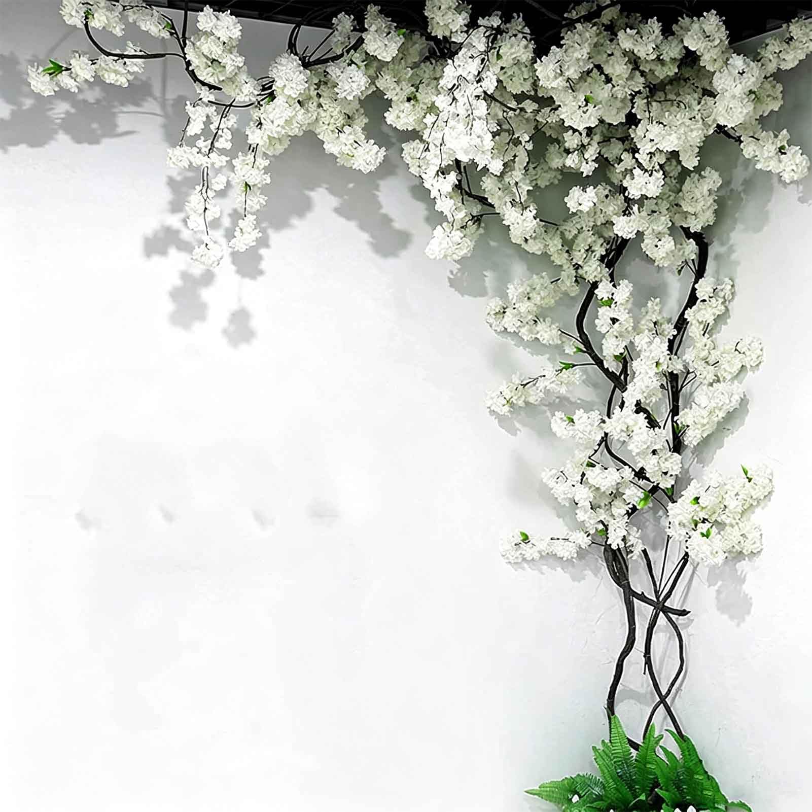 Photo 1 of Quepiem White Artificial Cherry Blossom Tree with Fence