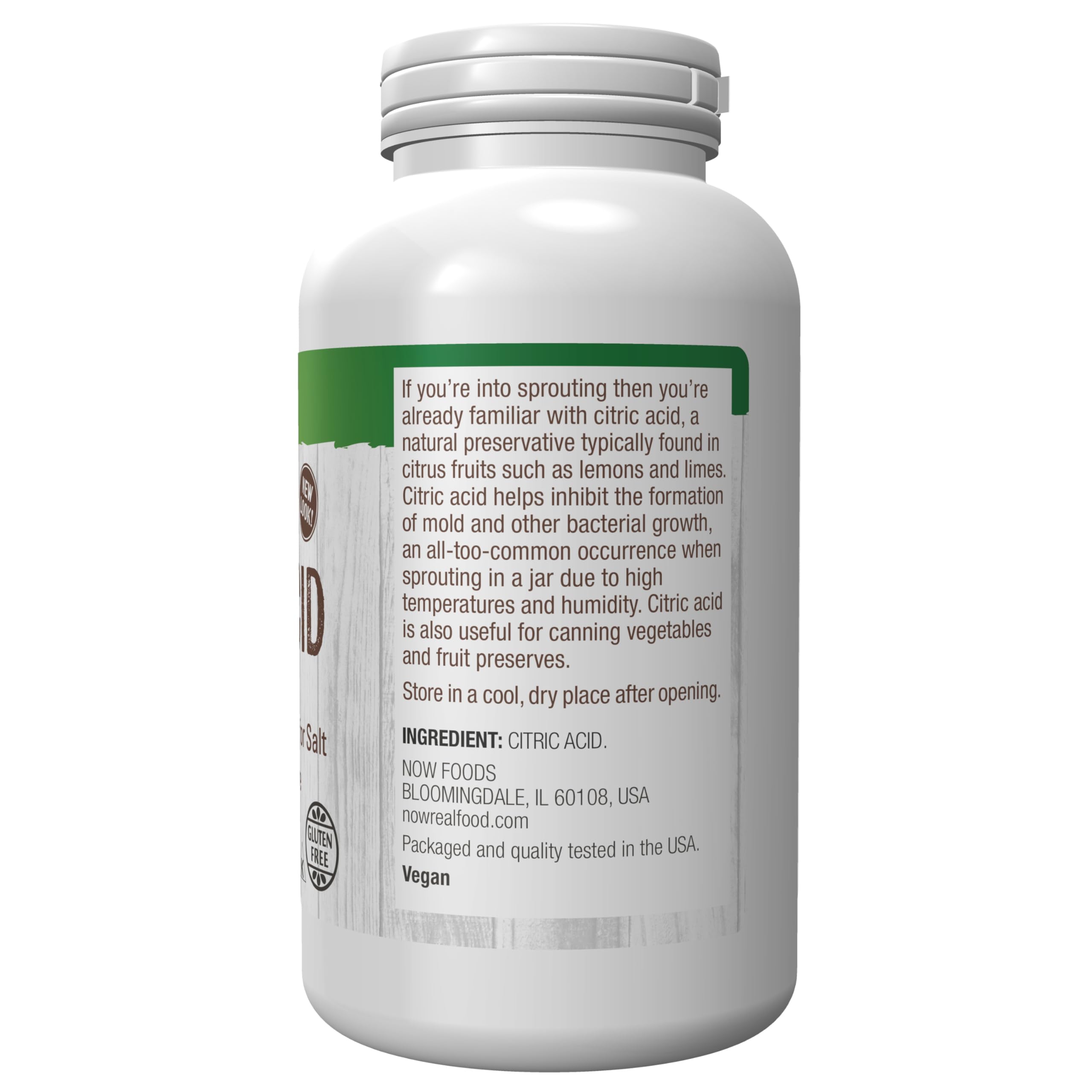 NOW Foods, Citric Acid, Sprouting Aid, Great Substitute for Salt, Preservative Found in Citrus Fruits, 1-Pound