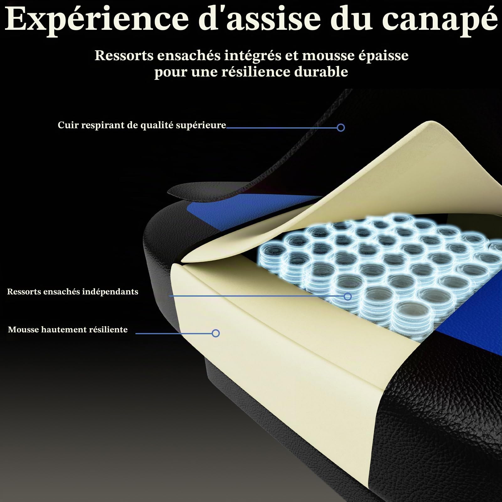 Fauteuil Gaming Chaise Gaming Ergonomique (Bleu + Noir)