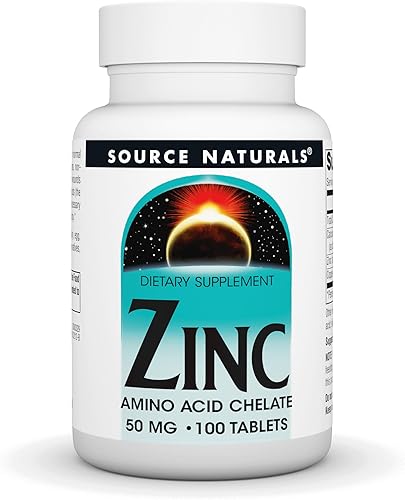 Source Naturals Quelato de aminoácidos de zinc - 50mg - 100 Tabletas