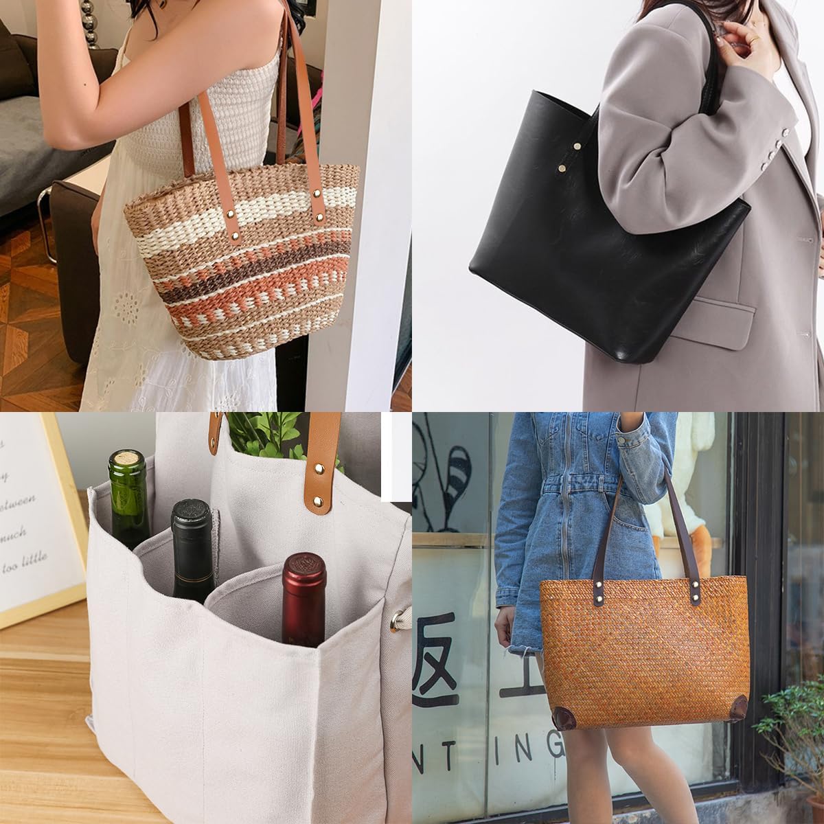 12 PCS PU Leather Bag Handles Sew On Shoulder Purse Straps Leather Belt Band Mount Strap Bag Handle Replacement for DIY Shoulder Bags Crochet Bag Underarm Bag Wallet Handmade Bag Leather Purse Repair - Image 7