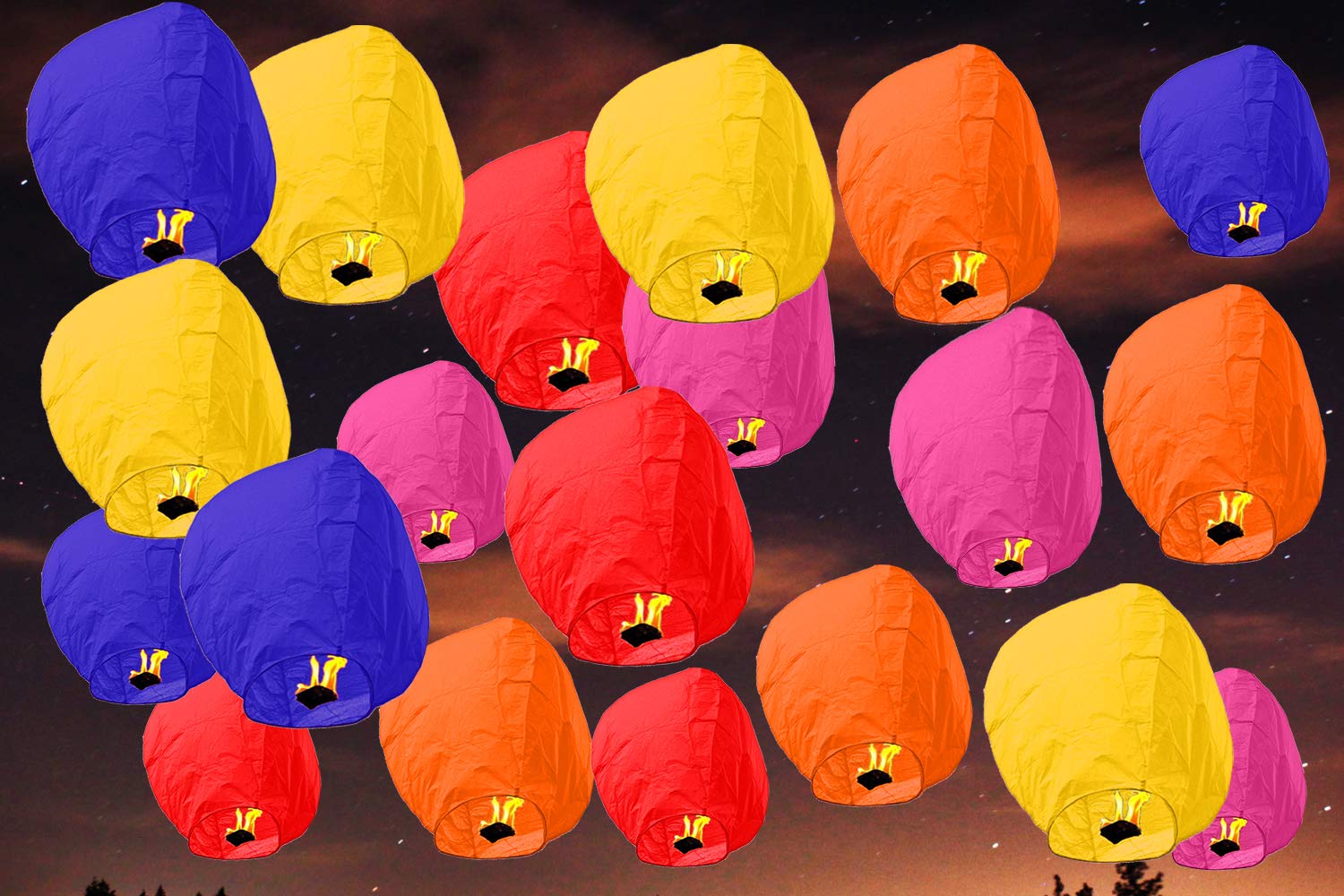 Smartz Minds Set of 20 Multicolor Hot Air Balloon Sky Lanterns for