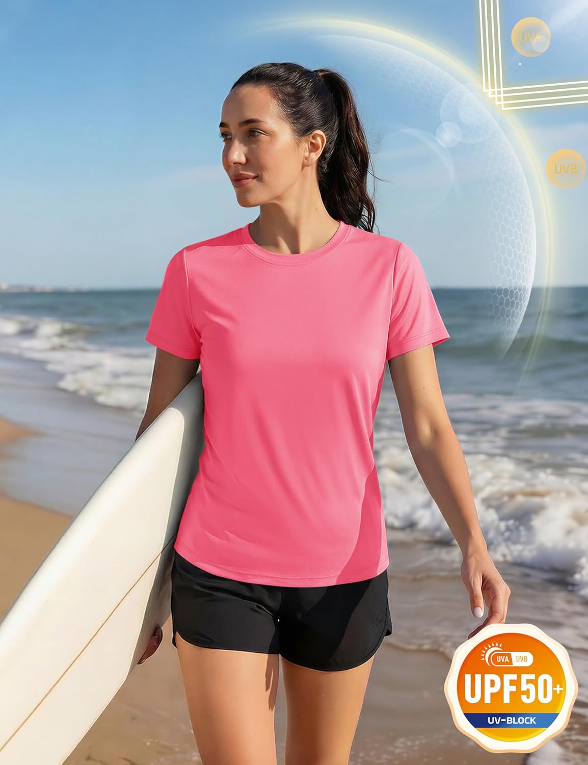 TACVASEN Women's Short Sleeve Workout Shirts UPF 50+ Sun Protection Quick Dry Athletic Tops for Running Gym Tee - Image 4