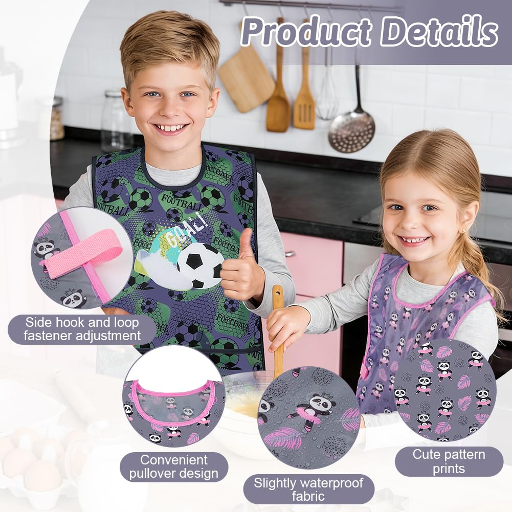 DiULi Kids Apron with Panda Design, Pink Sleeveless Art Smock with Adjustable Side Straps - Image 3