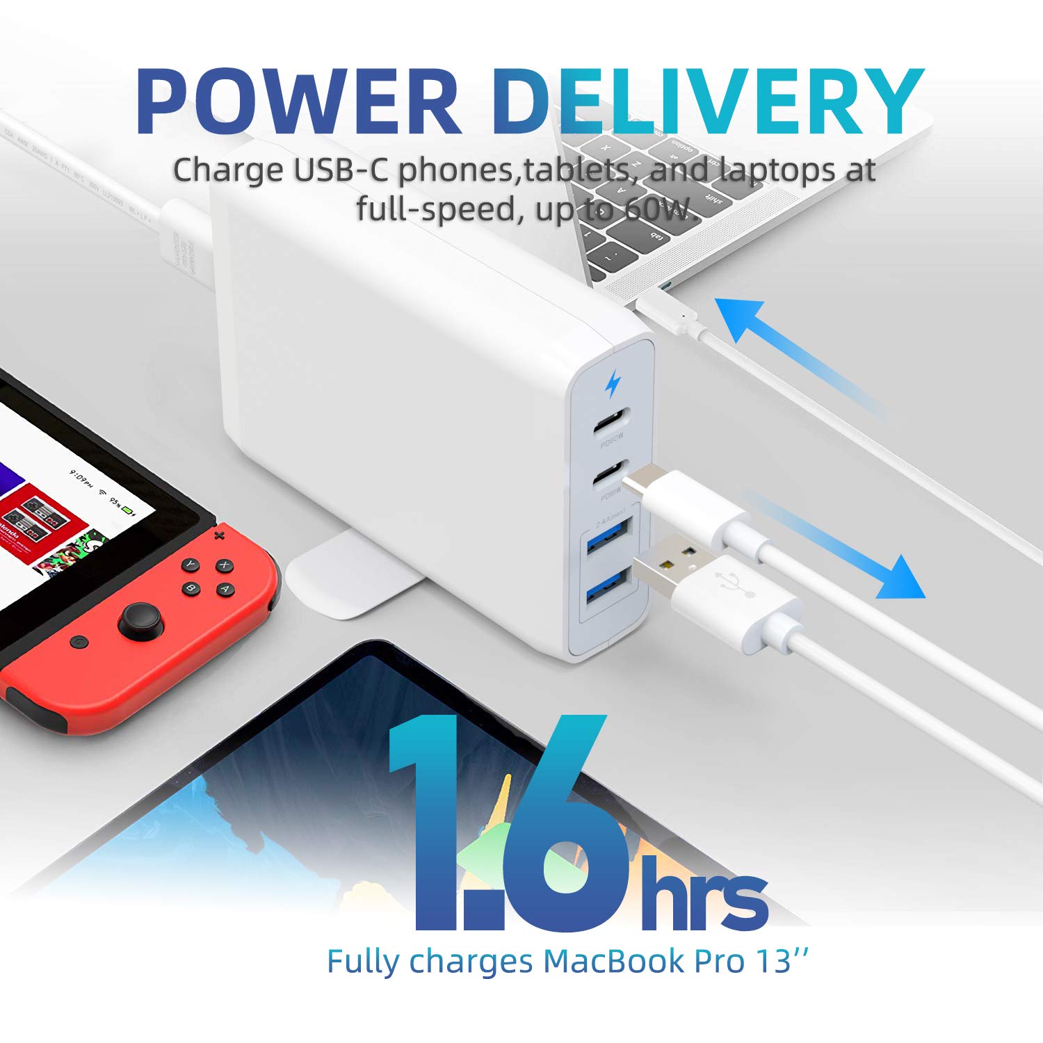 75W USB C Ladegerät Mit 4 Ports - Dual PD Für MacBook & IPhone