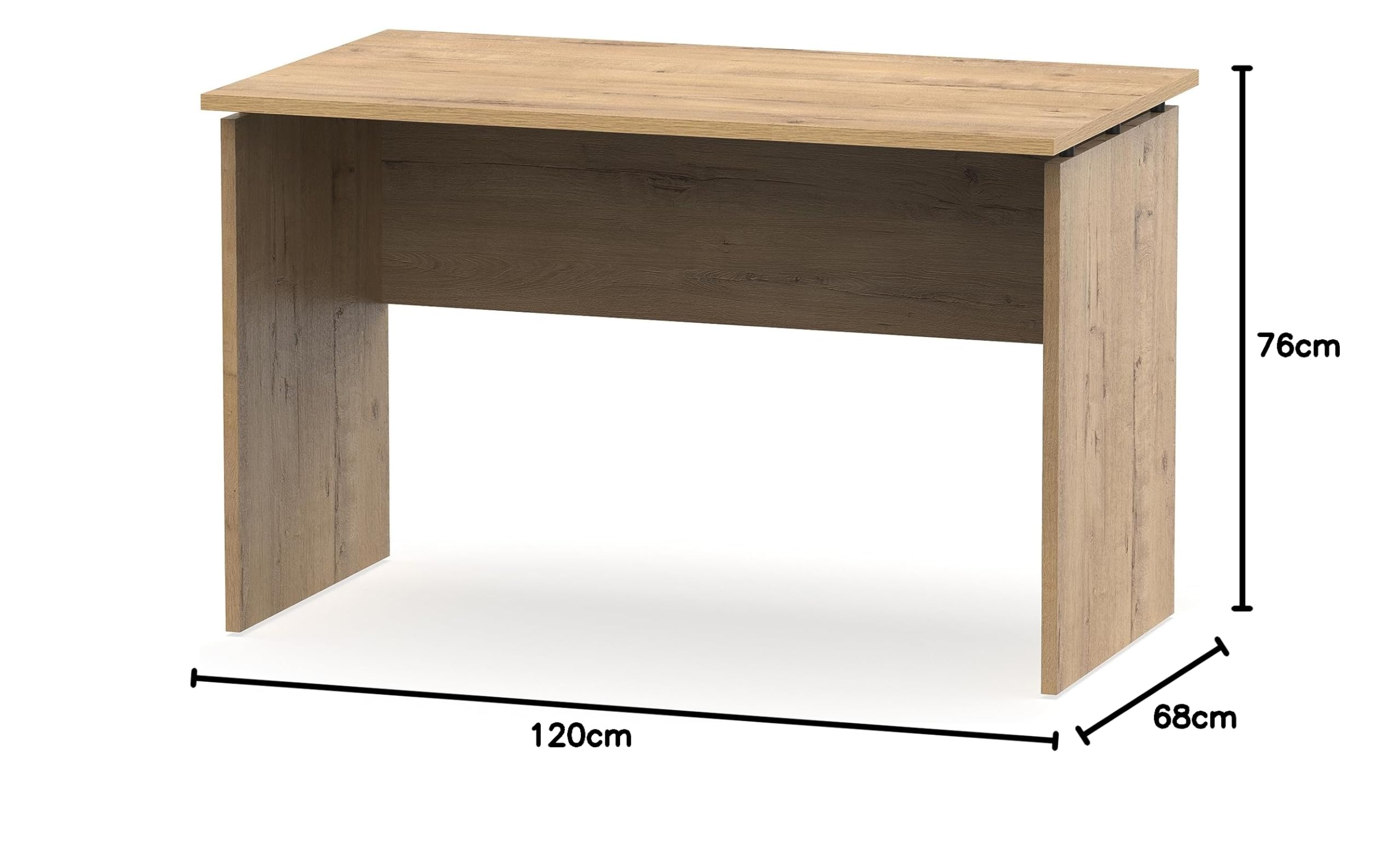 Muebles Pitarch | Tavolo da ufficio, scrivania, tavolo per computer o da studio, rovere Gold, 76x120x68cm (altezza x larghezza x profondità) moderno, modello Teide