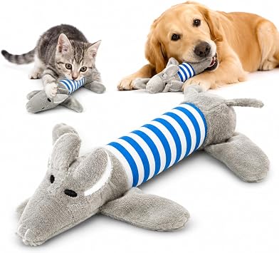 Pelu  Fare Kedi K pek Oyunca  - Is r nca Ses  karan  nteraktif Oyun Arkada  - Yumu ak Dokulu  izgili Tasar m - Yavru ve Yeti kin Evcil Hayvanlar  in - 25 x 10 x 4 cm - Gri Mavi