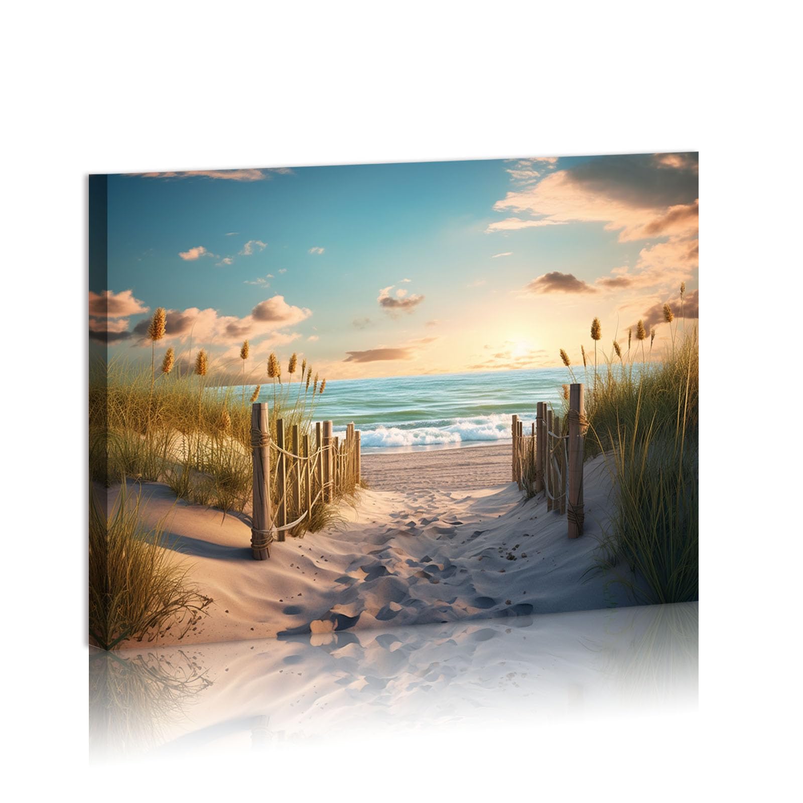 Typruye Beach Path Pictures Decor Wall Art Ocean Pictures Seaside Canvas Print