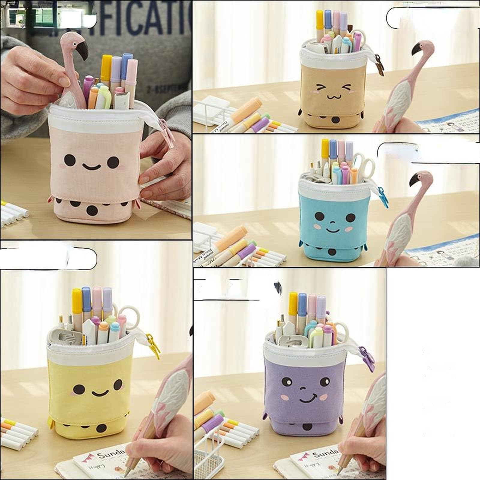 Caja de Gran Capacidad, Estuche de lápices de Dibujos Animados Kawaii, útiles Escolares, papelería(Purple)