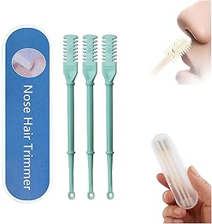 3PCS Nasal Hair Cutter, Double Sided Nose Hair Knife, Portable Nose Hair Removal Tool 360 Degree Rotating Manual Nose Hair Trimmer for Women Men (Green)