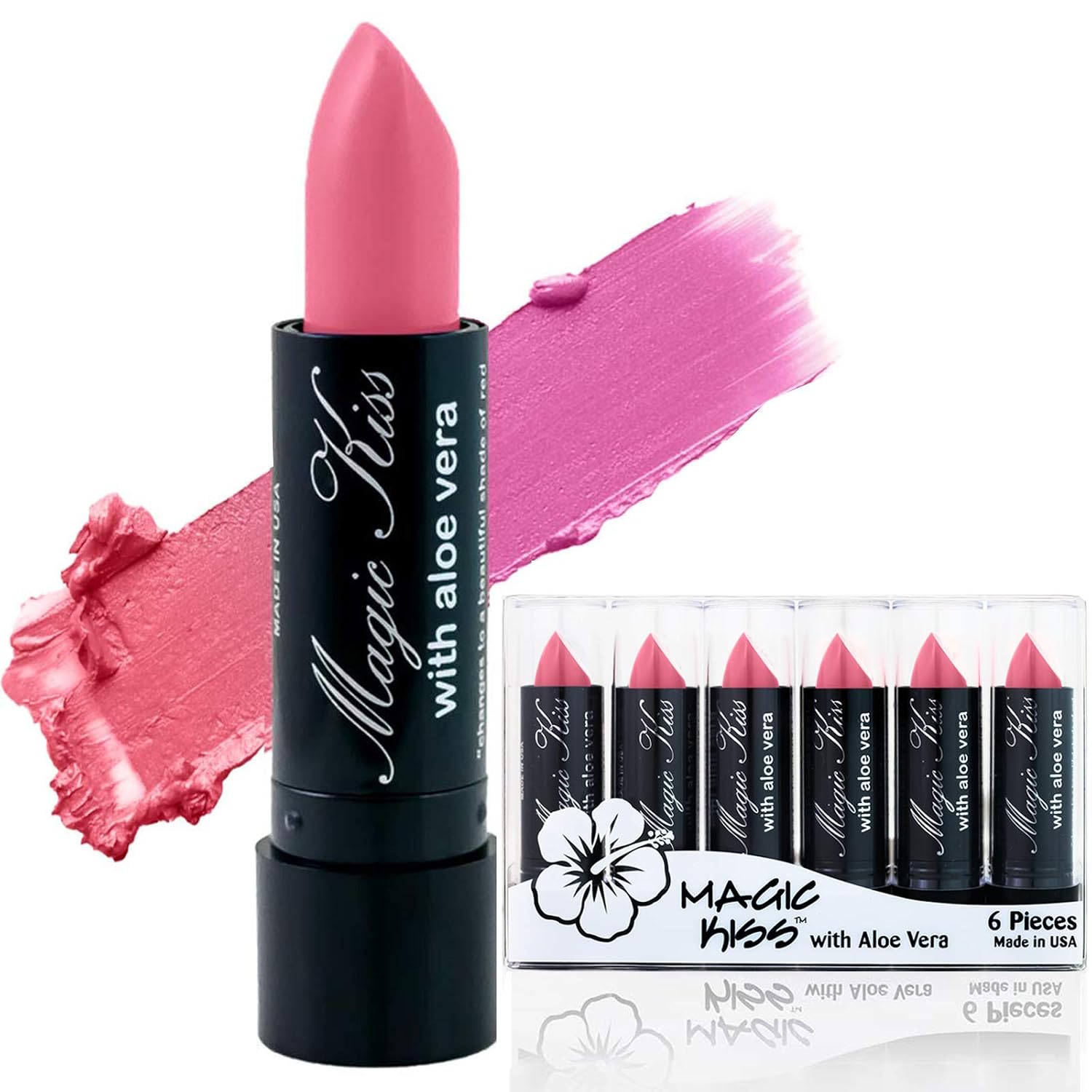 Pack of 6 Magic Kiss Color Changing Lipstick, Long Lasting Nutritious Lips Moisturizer Magic Temperature Color Change with Aloe Vera PH Listick Set MADE IN USA(Pink) image 2